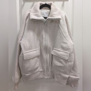 Aritzia Wilfred Free Jamie Merino Wool Bomber Jacket Cream Size 1 (XXS-XS)